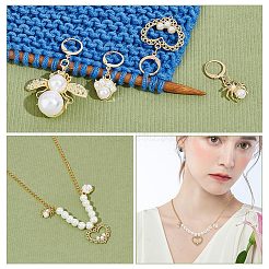 Alloy & Rhinestone & Acrylic Imitation Pearl Pendant Locking Stitch Markers&nbsp;HJEW-AB00117