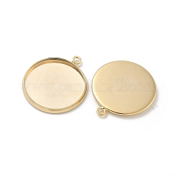 Flat Round Brass Pendant Cabochon Settings&nbsp;KK-K414-14G-G