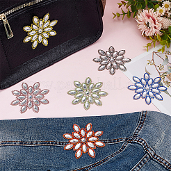 6Pcs 6 Colors Snowflake Glitter Hotfix Glass Rhinestone&nbsp;DIY-FG0007-62