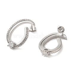Brass Micro Pave Clear Cubic Zirconia Stud Earrings for Women&nbsp;EJEW-A040-07P