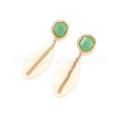 Flat Round with Oval Zinc Alloy Resin Stud Dangle Earrings&nbsp;FS-WGF40BC-01