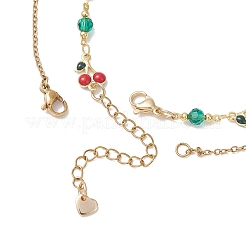 Brass Enamel Red Cherry Pendant 304 Stainless Steel Double Layered Necklaces for Women&nbsp;NJEW-JN05763