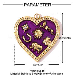304 Stainless Steel Enamel Pendants&nbsp;STAS-OY008-08G