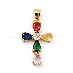 Rack Plating Brass Micro Pave Cubic Zirconia Pendants&nbsp;ZIRC-F129-33-G