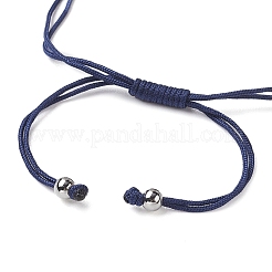Curved Rectangle Natural Lapis Lazuli Adjustable Nylon Cord Braided Bead Bracelets for Women Men&nbsp;BJEW-JB10280-02