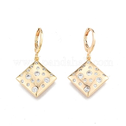 Clear Cubic Zirconia Rhombus Dangle Leverback Earrings&nbsp;EJEW-N012-70