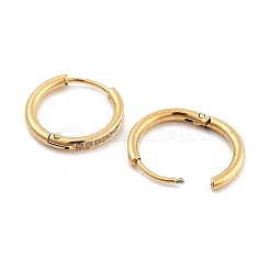 Ion Plating(IP) 304 Stainless Steel Micro Pave Clear Cubic Zirconia Huggie Hoop Earrings for Women&nbsp;EJEW-C096-30G