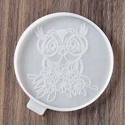 Flat Round with Owl & Flower DIY Cup Mat Silicone Molds&nbsp;SIL-F007-06B