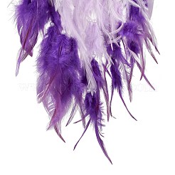 Iron Wire Woven Web/Net with Feather Pendant Decorations&nbsp;AJEW-B017-33