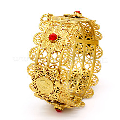 Middle Eastern Style Flower Pattern Zinc Alloy Rhinestone Bangles for Women&nbsp;FS-WG821E4-01