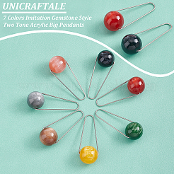 14Pcs 7 Colors Imitation Gemstone Style Two Tone Acrylic Big Pendants&nbsp;STAS-UN0037-69