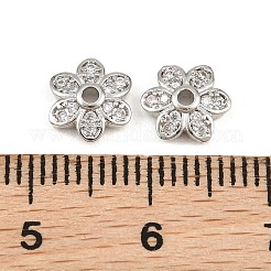 Brass Micro Pave Clear Cubic Zirconia Bead Caps&nbsp;CU-CBA6A75-30P