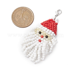 Christmas Santa Claus Glass Seed Beads Pendant Decorations&nbsp;HJEW-JM02353