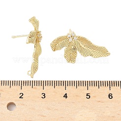 Brass Micro Pave Clear Cubic Zirconia Stud Earring Findings&nbsp;LS-KK-Z106-02G-04