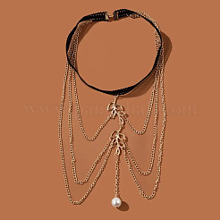 Leaf Alloy Tassel with Plastic Pearl Leg Chains&nbsp;FS-WG851ED-01