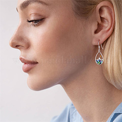 304 Stainless Steel Abalone Shell Teardrop Dangle Earrings for Women&nbsp;WGADE86-01