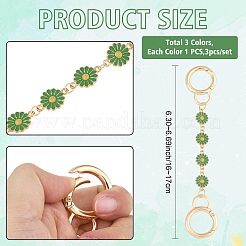 3Pcs 3 Colors Alloy Enamel Flower Link Bag Extender Chains&nbsp;HJEW-YW00098-01