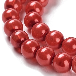 Baking Paint Pearlized Glass Pearl Round Bead Strands&nbsp;HY-XCP0001-13C