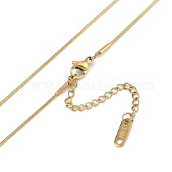 PVD Vacuum Plating 304 Stainless Steel Crystal Rhinestone Rectangle Pendant Round Snake Chain Necklaces for Women&nbsp;NJEW-Z044-06G