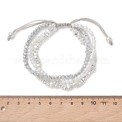 Electroplate Glass & Synthetic Non-magnetic Hematite & Acrylic Pearl Beads Multi-strand Braided Bead Bracelets&nbsp;BJEW-JB13772