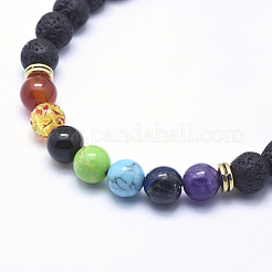Adjustable Natural Lava Rock Braided Bead Bracelets&nbsp;X-BJEW-F276-G05