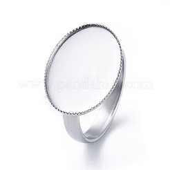 Non-Tarnish Adjustable 304 Stainless Steel Finger Rings Components&nbsp;STAS-E459-79P