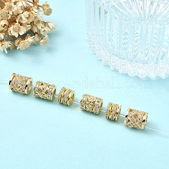 6Pcs 3 Styles Brass Pave Clear Cubic Zirconia European Beads&nbsp;KK-CJ0003-08