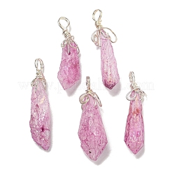 Electroplated Platinum Palted Copper Wire Wrapped Natural Quartz Crystal Pendants&nbsp;G-L133-07F