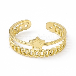 Ion Plating(IP) 304 Stainless Steel Star Cuff Ring for Women&nbsp;RJEW-C060-19G