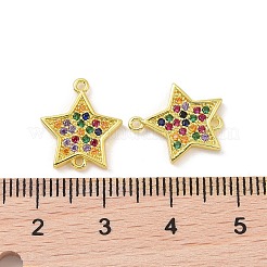 Real 18K Gold Plated Brass Micro Pave Cubic Zirconia Connector Charms&nbsp;KK-L209-055G-01