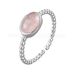 Oval 925 Sterling Silver with Natural Strawberry Quartz Cuff Rings&nbsp;FS-WGA8A26-01