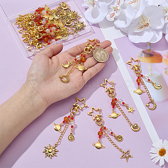 16Pcs 16 Styles Star Moon Sun Alloy & Acrylic Pendant Decorations&nbsp;HJEW-GA00022