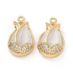 Brass Micro Pave Clear Cubic Zirconia Pendants&nbsp;ZIRC-F133-04G
