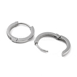 304 Stainless Steel Micro Pave Clear Cubic Zirconia Huggie Hoop Earrings&nbsp;EJEW-C096-01F-P