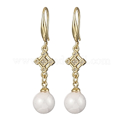Brass Micro Pave Clear Cubic Zirconia Dangle Earrings&nbsp;EJEW-F362-17G