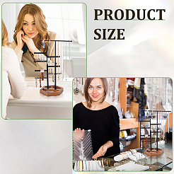 8-Tier T Bar Iron Earring Organizer Display Stands with Hexagon Wood Trays&nbsp;EDIS-WH0022-46