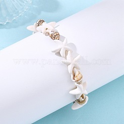 Natural Spiral Shell & Synthetic Turquoise Beads Stretch Bracelets for Women&nbsp;BJEW-JB14069