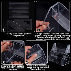 4-Tier Acrylic Display Riser Stands for Cosmetic Jewelry&nbsp;ODIS-WH0043-217B