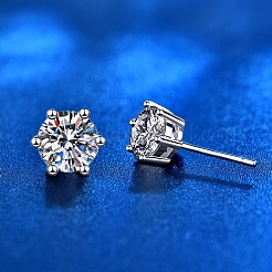 Anti-Tarnish 925 Sterling Silver with Moissanite Rhinestone Earrings&nbsp;AJEW-U007-09P