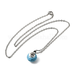 Synthetic Turquoise Rondelle Pendant Urn Ashes Necklaces&nbsp;NJEW-K393-01P