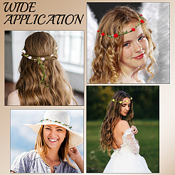 7Pcs 7 Colors Polyester Artificial Rose Garland Headbands Hair Vine&nbsp;AJEW-CP0008-27