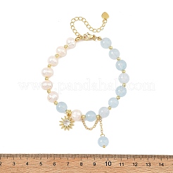 Dyed Natural Quartz Round and Potato Pearl Beaded Bracelets&nbsp;BJEW-JB14466