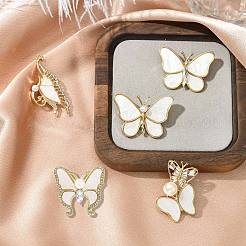 5Pcs 5 Styles Butterfly Alloy Rhinestone Brooches&nbsp;JEWB-CJ0001-33