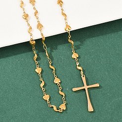 201 Stainless Steel Rosary Bead Necklaces&nbsp;NJEW-B143-06G