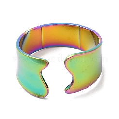Ion Plating(IP) 304 Stainless Steel Plain Open Cuff Ring for Women&nbsp;RJEW-M149-22RC