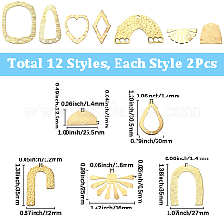 24Pcs 12 Styles Brass Filigree Joiners Links & Pendants&nbsp;KK-SC0006-83