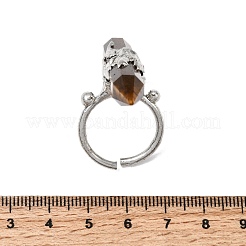 Natural Tiger Eye & Brass Cuff Rings for Women&nbsp;RJEW-G374-01P-11