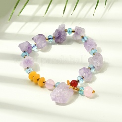 Raw Rough Natural Amethyst Nuggets Charm Beaded Stretch Bracelets for Women&nbsp;GG-CBA2C9C-13