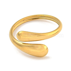Ion Plating(IP) 304 Stainless Steel Teardrop Open Cuff Ring for Women&nbsp;RJEW-A043-19G