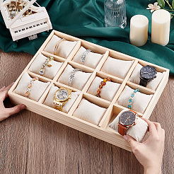 12 Grids Wooden Bracelet Organizer Display Trays&nbsp;BDIS-WH0006-010